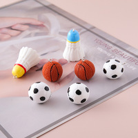 Mini ballon de football en résine plastique, simulation de peluche, bleu, accessoires DIY, technique de goutte d'huile, porte-clés personnalisé, pendentif de sac