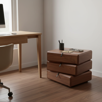 Table de chevet moderne rotative à trois niveaux en noyer, faite à la main, avec 3 tiroirs, qualité E1, pour chambre à coucher, salon et hôtel