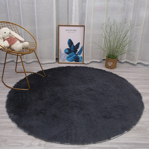 Alfombra Redonda de Terciopelo PV, Color Gris Oscuro Sólido, Antideslizante, Estilo Moderno, para Sala de Estar, Dormitorio, Tapete de Yoga - Product Image 1