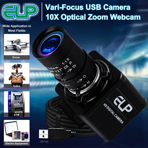 ELP Webcam 16MP 4656x3496 Ultra HD, kamera Web IMX298 UVC 10X Zoom Mini USB untuk inspeksi industri, foto, keamanan