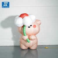 Mascotte Animaux Gonflables Chiot Modèle de Chien Gonflable de Dessin Animé Géant Personnalisé avec Fleurs pour Événements