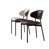 Ensemble de table à manger et 4 chaises de style moderne du milieu du siècle, chaises d'appoint en cuir PU capitonnées, chaise de salle à manger avec bois courbé en noyer
