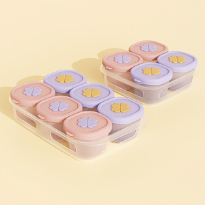 Cuenco de silicona de grado alimenticio para niños de 120ml, sin BPA, apto para <span class=keywords><strong>microondas</strong></span>, fácil de <span class=keywords><strong>limpiar</strong></span>, irrompible para la caja de alimentos complementarios del bebé - Product Image 5