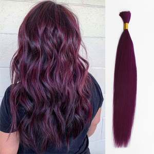 Isweet Purple <b>Color</b> Brazilian Human <b>Hair</b> <b>Extensions</b> 7A-12A Grade <b>Colorful</b> Virgin <b>Hair</b> Bulk <b>Extensions</b> <b>Hair</b> Weaving - Product Image 1