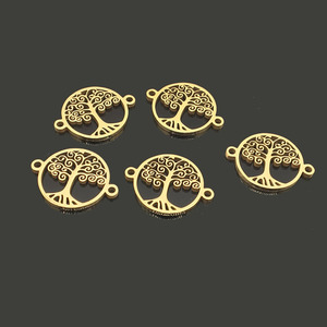 <span class=keywords><strong>Bracelet</strong></span> Or en Acier Inoxydable Connecteur Rond Charmes avec Deux Trous <span class=keywords><strong>Arbre</strong></span> <span class=keywords><strong>de</strong></span> <span class=keywords><strong>Vie</strong></span> Charme pour <span class=keywords><strong>Bracelet</strong></span> <span class=keywords><strong>Cordon</strong></span> - Product Image 2