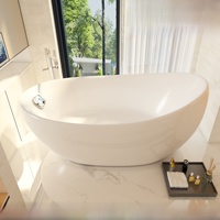 Baignoire en acrylique, modèle Sundown, pour adultes, en forme de croissant, baignoire autoportante pour salle de bain moderne