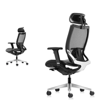 Chaise de bureau ergonomique moderne pour cadres avec appui-tête réglable, fonction pivotante et support lombaire inclinable en tissu maillé intégral