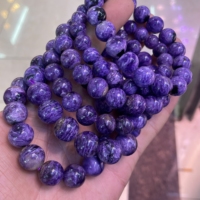 Bracelet en pierre de charoïte de haute qualité, pierre naturelle, perles rondes