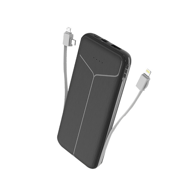 Wholesale Customized Plastic 10000mAh Fast Charging Multi-Port Output Lightweight Gift Power Bank with Cable Plug Custom Logo