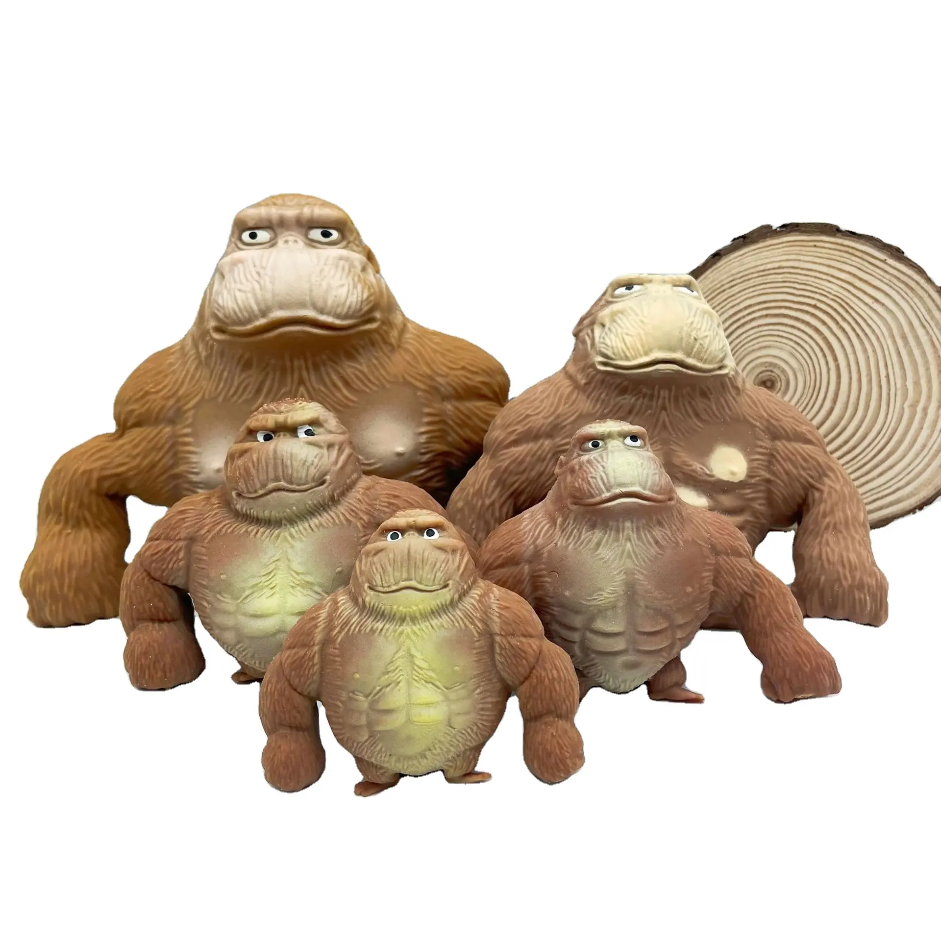 Vendita calda a rimbalzo lento Gorilla marrone scimmia giocattolo elasticizzato Gorilla giocattolo decompresso farina Gorilla Stress spremere giocattoli per bambini
