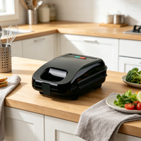Machine à sandwich électrique multifonction automatique 1 tranche détachable 650W avec revêtement antiadhésif en plastique et corps froid au toucher avec indicateur