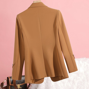 Women's Blazer Black Solid Color Polyester Worsted No-Wrinkle Treatment Professional Fit For Office Wear - Product Image 3