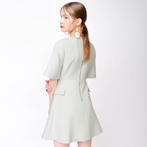 China de fábrica nueva Alta damas Slim Sexy cuello <span class=keywords><strong>en</strong></span> V manga corta oficina <span class=keywords><strong>trabajo</strong></span> Casual de las mujeres vestidos de fiesta - Product Image 2