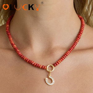 <span class=keywords><strong>Collana</strong></span> LUCKYJIU personalizzata impermeabile in acciaio inossidabile placcato oro 18K con perle di <span class=keywords><strong>corallo</strong></span> e turchese e ciondolo fai da te - Product Image 3
