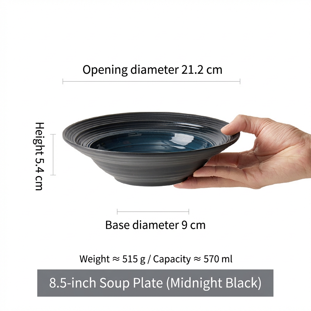 Plato hondo de 8.5 pulgadas - Negro noche extremo