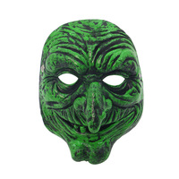 Masque d'horreur de sorcière verte effrayante en mousse PU et caoutchouc pour la vente en gros, fournitures de fête d'Halloween, rôle de festival des fantômes