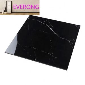 60X60 Baño de cerámica Mármol Pared Brillo Pulido Porcelana <span class=keywords><strong>Gres</strong></span> Azulejo de piso negro con vetas doradas - Product Image 1