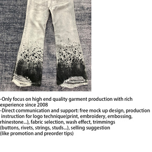 DENIMGUYS Jeans évasés pour hommes, style hip-hop, design vintage rétro, noir, peinture sale, denim délavé, pantalon de rue pour hommes - Product Image 6