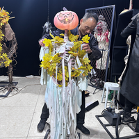 Décoration de citrouille d'Halloween animatronique en métal avec capteur infrarouge pneumatique pour maisons hantées intérieures publiques et centres commerciaux