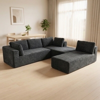 VONLIVA Canapé modulaire moderne en velours compressé en forme de L, ensemble de fauteuils de salon surdimensionnés à deux places, canapé sans structure personnalisable