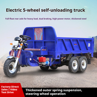 Camion benne électrique à cinq roues pour le transport agricole, moto cargo, levage hydraulique, double essieu, double entraînem