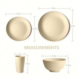 Sinoge Nouvelle Conception 28 Pièces Vaisselle de Cuisine Monocolore Incassable en Paille de Blé - Product Image 2