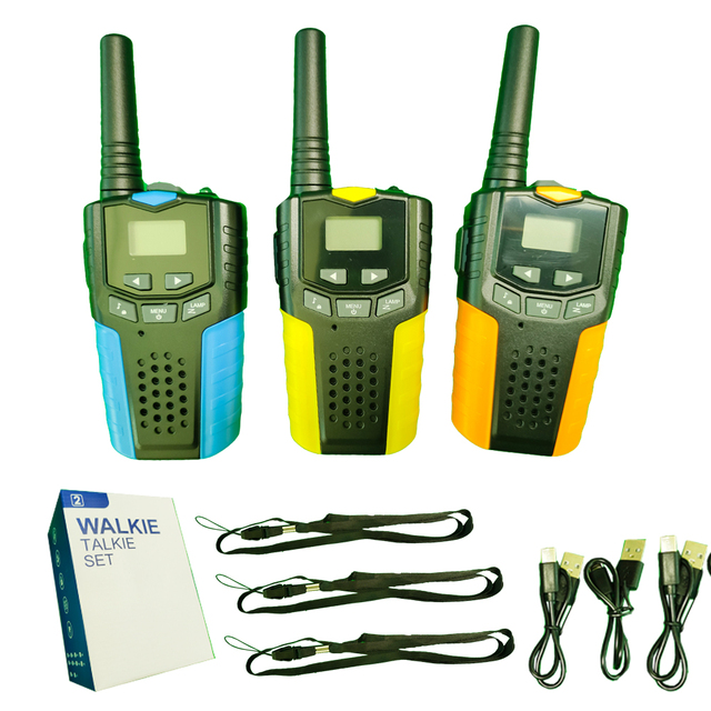 Lighttree 3Pcs/Box Rechargeable 2Miles 22 Channels Portable Walkie Talkie for Children CTSS/DCS Optional Silicon Material