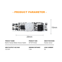 Mini DC12-24V 5A Lampu Kabinet LED Strip dengan Modul Sensor Gerak PIR Terintegrasi Saklar Pencahayaan Otomatis Modul Kontrol Lampu