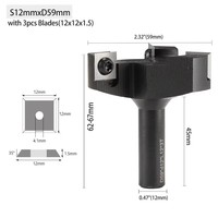Fresa de router indexable de tres filos, con cuchillas desmontables, para fresado de paneles, limpieza de base y ranurado, para madera maciza