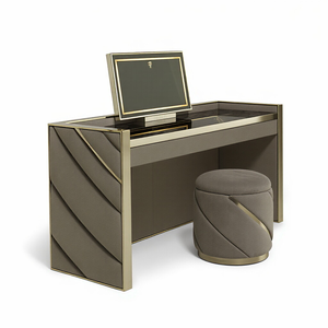 High End Italian Luxury Solid Wood <b>Makeup</b> Dressing Table Extendable LED Mirror Bedroom Dresser - Product Image 2
