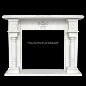 Cheminée en marbre blanc naturel de chine, décoration de la maison sculptée à la main, médaillon en pierre, manteau de cheminée - Product Image 5