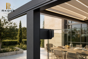 Pérgola de Pared Premium RKOVE RK-C2 Serie C con Paneles de Vidrio e Iluminación LED para Proyectos de Villas y Terrazas de Desayuno de Arquitectos Europeos - Product Image 4