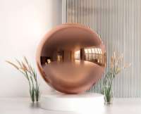 Ornement de Noël et de mariage en cuivre poli miroir doré rose, style Art Déco de luxe, boule creuse, installation facile, intérieur