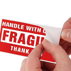 Fábrica al por mayor de plástico térmico etiquetas de envío pegatina <span class=keywords><strong>3x2</strong></span> pulgadas rojo frágil personalizado UV para supermercado almohada código de barras - Product Image 2