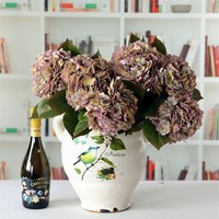 Tiges d'hortensias artificielles vintage au toucher réaliste, style bohème, fausses fleurs d'hortensia pour bouquet de mariage, centres de table, tables de maison