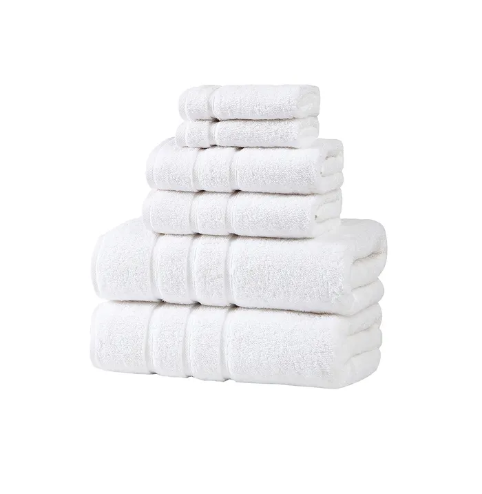 Strong Absorbent Everyday Quick Dry 6 Piece Fade Resistant 100% Cotton Washcloth Bath Towel Set