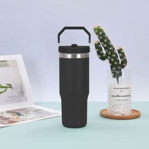 Stainless Steel Travel Drink <b>Cup</b> with Carry Handle, 30oz <b>Double</b> <b>Wall</b> Insulated Tumbler for Coffee and Tea - Product Image 3