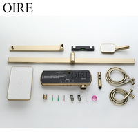 Ensemble de douche thermostatique de luxe en laiton avec étagère, robinet de douche pluie à jet doux brossé pour usage domestique