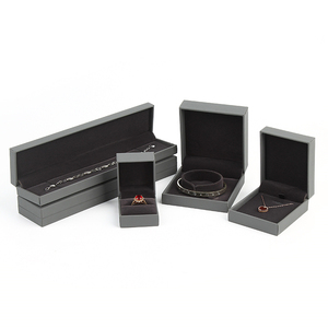 Custom Logo <b>Black</b> Grey Velvet Jewelry Packaging <b>Box</b> with Ribbon for Ring Necklace Earrings Bracelet Private Label - Product Image 4