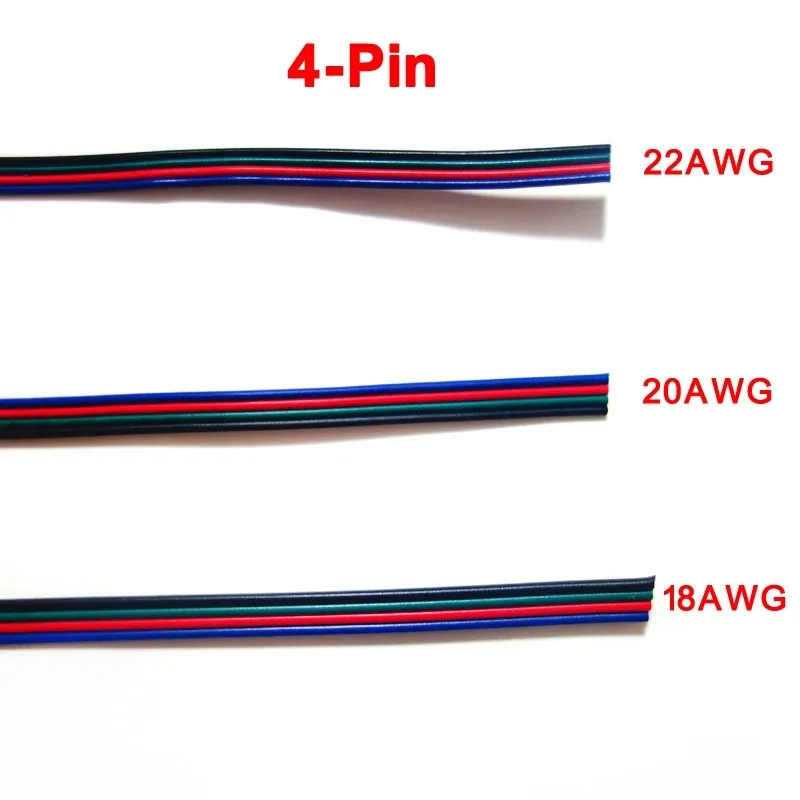 Cable plano RGB para tira de luz LED, fábrica 5, 2, 3, 4 pines, 22AWG, 20AWG, 18AWG, 24AWG