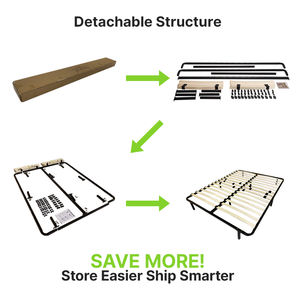 Letto in metallo stile nordico con doghe in legno, Design minimalista-facile rimozione, abbattimento, prezzo diretto di fabbrica - Product Image 4