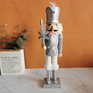 Adorno Navideño de <span class=keywords><strong>Cascanueces</strong></span> Rey de Madera de 38 cm, Estilo Europeo, Hecho a Mano, Creativo, Exquisito, Ecológico, en Dorado y Plateado - Product Image 6