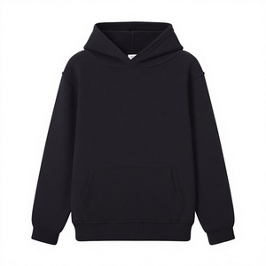 เสื้อฮู้ดดี้สีดำทรงโอเวอร์ไซส์ ยูนิเซ็กซ์ ผ้าฝ้ายถัก 100% สไตล์ลำลอง สีพื้น มีกระเป๋า เหมาะสำหรับทุกฤดูกาล - Product Image 1
