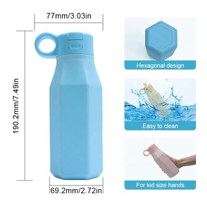 ขวดน้ำซิลิโคนสำหรับเล่นกีฬาขนาด 350 มล. ปราศจากสาร BPA ขวดน้ำสำหรับเด็ก ขวดน้ำซิลิโคนสำหรับเดินทางและเล่นกีฬา - Product Image 3