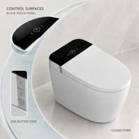 WC intelligent noir et blanc, monobloc, à poser au sol, avec écran numérique allongé, pour projets de salles de bain d'hôtels modernes