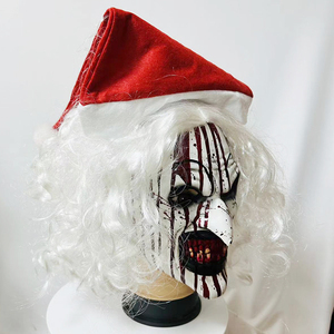 Masque de <span class=keywords><strong>Clown</strong></span> Artistique en Gros avec <span class=keywords><strong>Perruque</strong></span>, Chapeau de Noël, Masque de <span class=keywords><strong>Clown</strong></span> Effrayant en Latex, Accessoires de Costume d'<span class=keywords><strong>Horreur</strong></span> pour Fête, Masques d'Halloween - Product Image 4