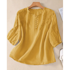 Camicette estive da <span class=keywords><strong>donna</strong></span> Casual a maniche corte camicie di grandi dimensioni <span class=keywords><strong>con</strong></span> ricami traspiranti da <span class=keywords><strong>donna</strong></span> - Product Image 1