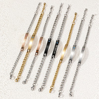 Pulsera de Acero Inoxidable con Corona de Zirconia Grabable, Cadena Cubana, Regalo de San Valentín para Amantes de la Moda al por Mayor