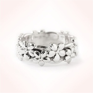 Bagues en or rose et argent avec fleurs pour fiançailles, bijoux unisexes - Product Image 3