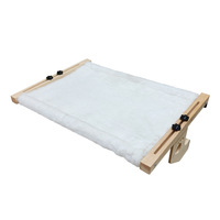 Hamac pour chat suspendu au rebord de fenêtre, avec cadre en bois massif, rembourrage en coton amovible et lavable, assemblé, peut être placé au sol